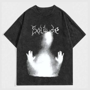 Trendy Brand Blurred Portrait Print Black T-Shirt for Men Summer Street Hip-Hop Couple Short Sleeve Tee