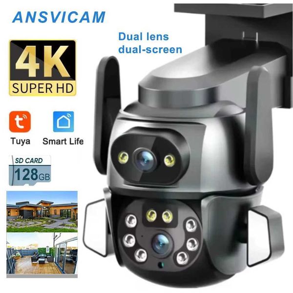4K 8MP WIFI Camera TUYA APP Dual Sn Cam Binocar AI Body Autatic Tracking CCTV Security Intelligent IP66 Monitoring Z241231