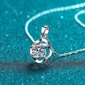 Women's 4-prong Set 1Carat Moissanite Diamond-Like Necklace Chain Accessory | Trendy & Durable