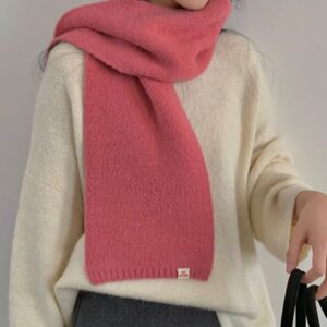 1-790 Solid color scarf, lengthened and thickened, thick tassels, autumn and winter warm neck scarf