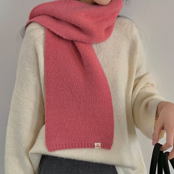 1-790 Solid color scarf, lengthened and thickened, thick tassels, autumn and winter warm neck scarf