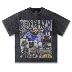 American Football OBJ Direct Injection Print 100% Cotton Heavy Wash Men's and Women's Short Sleeve 300g Fitted T-Shirt