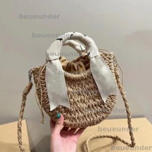 2025 woman beach bag handbag Semi-Circle Straw Bags crossbody designer bag luxury handbags Summer Crochet Tote Purse TOP BFG25021415