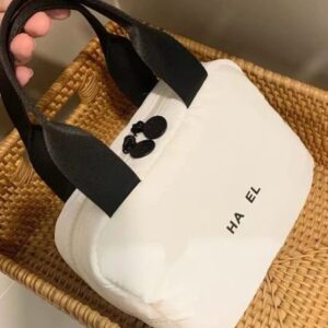 Designer white Handbag Letter Embroidered Camellia Soft Extra Large Makeup Washing Bag