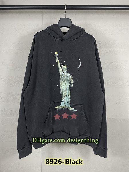 Men Hoodie Embroidered Oversized Streetwear Vintage Casual Loose Fit Fashion Pullover Unisex Couple Plus Size Daily Wear Sporty Sweatshirt