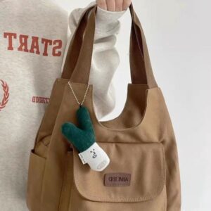 Niche Design Instagram Large Capacity Canvas Bag for Women Autumn and Winter New Trendy Instagram Style Casual Underarm Bag Versatile Student Tote Bag