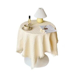 W284 Tablecloth high-grade light luxury home solid color retro wavy edge round tablecloth literary