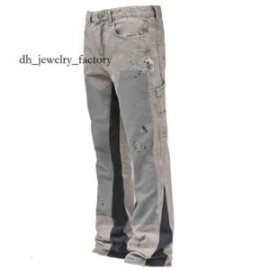 Galeryly Jeans Dept Men's Jeans Men's Denim Work Pants Fashion Stretch Patch Denim Stacked Flare Pants 5e3