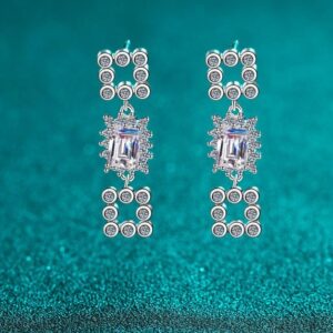 S925 Sterling Silver Moissanite Drop Earrings with Full Rhinestone Design – Elegant and Simple