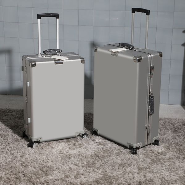 Designer Suitcases Hard Shell Travel Bags Suitcase 20 Inch 26 Inch Metal Spinner Carry Fashion Luggage Valise Trolley Large Box Bag