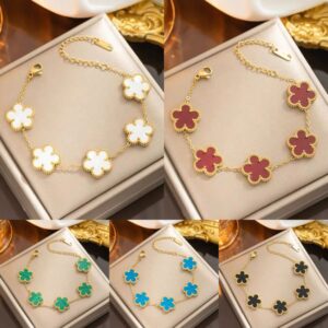 Designer 18K Gold Plated Classic Fashion Charm Bracelet Four-leaf Clover Designers Jewelry Elegant Mother-of-Pearl Bracelets Wedding Gift Party For Men and Women