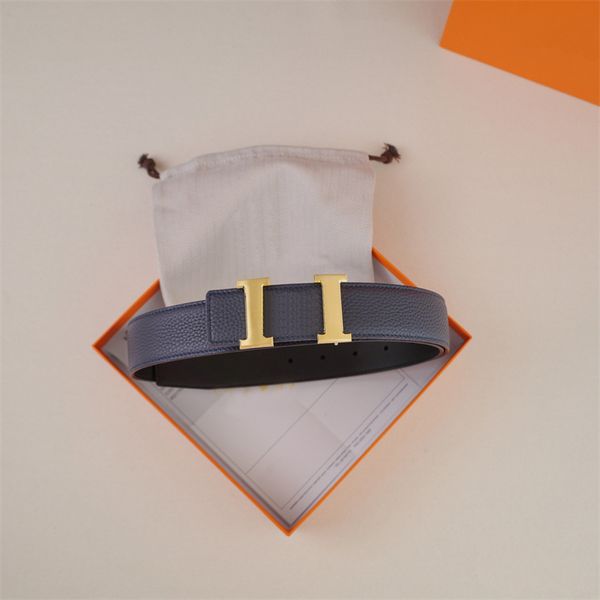 Designer Belt For Womens Blue Leather Men Belts Luxury Ceinture Gifts Smooth Buckle Waistband Mens Belt With Box