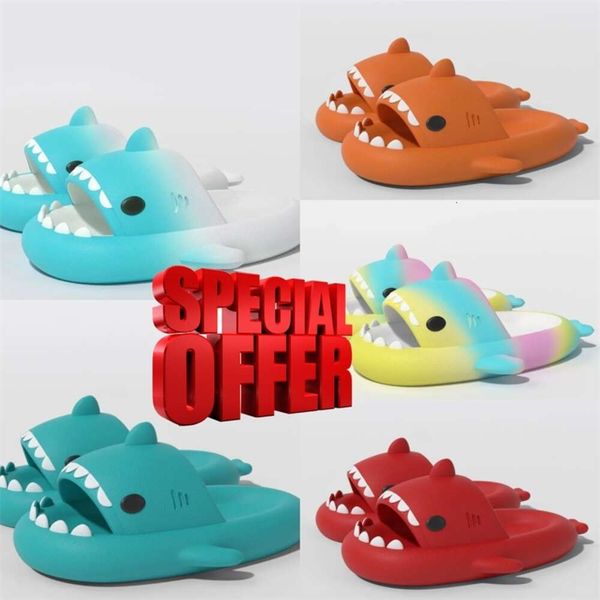 2024 designer shark slippers summer sliders men women rainbow slides sandals pink blue grey memory sandals soft thick cushion slipper cloud slide indoor