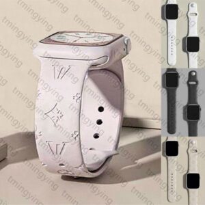 Designer Silicone Apple Watch Band 38 40 41 42 44 45 46 49 mm 11 Straps Fashion Letter wer Wat Strap Wristband For Iwatch 10 9 8 7 6 5 SE Bands Watchbands