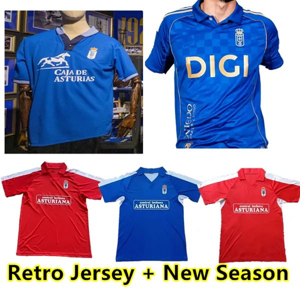 Yoga Outfit 25 26 Real Oviedo Mens Soccer Jerseys Jimmy Javi Mier Borja.S S.CAZORLA Daniel Aceves Home Blue Away 2025 Football Shirt Short Sleeve U Otlgh 90/91 96/97 Retro