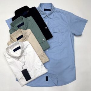 Mens Summer Short Sleeve T Shirt Shirt with Two Pockets Casual Style Button Down Lapel Collar Small Horse Embroidery Slim Fit Classic Look Comfortable Everyday Wear