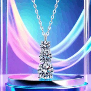 S925 sterling silver plated with PT950 gold 1.8CT moissanite pendant necklace, women's niche design, three-life stone pagoda pendant gift for sister brother girlfriend