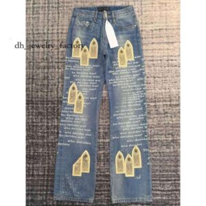 WHO DECIDES WAR 2025 High Stree Blue Denim Flared Pants Pant Youth Rivet Print Patch White Jean Embroidery Boys Esigner Hoodie Jumper Luxury Sweat Kecks Mens Pants df7