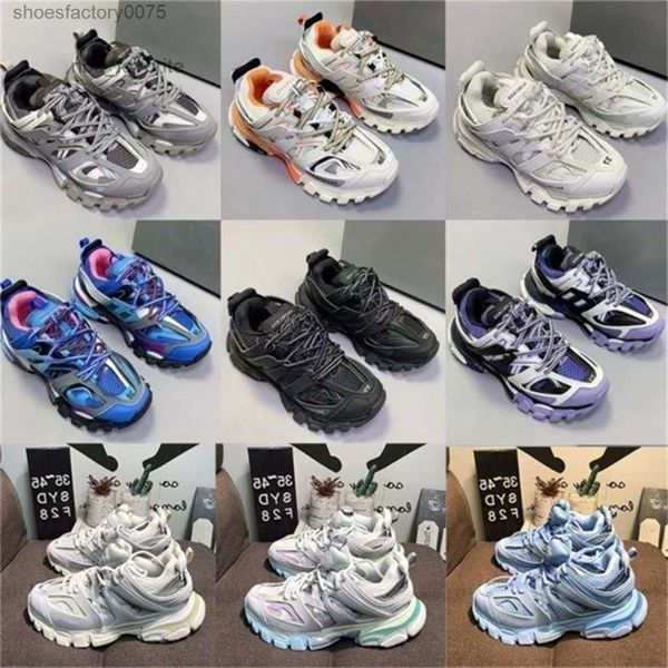 Track 3 LED Shoe shoes Casual and luxury Track Man white black net printed leather triple S belt Katian