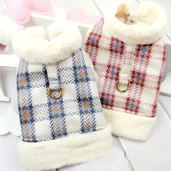 Dog Apparel Fashion Plaid Harness Jacket Winter Warm Pet Clothes For Small Dogs Chihuahua Yorkies Coat Puppy Pets Clothing Manteau Chien c29