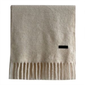 1-352 Women's Solid Color Mohair Scarf with Warm Tassels for Autumn and Winter