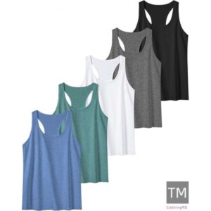 6 or 5 Pack Workout Tops for Women, Athletic Racerback Sports Tank Tops, Compression Sleeveless Dry Fit Shirts