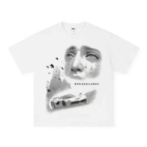 High Street Stylish American Direct Injection Printed Cotton Short Sleeve Unisex White Trendy T-Shirt