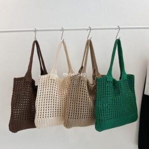 New Knitted Knitted Bag Knitted Bag Commuter Essential Shoulder Bag Large Capacity Tote Bag Bohemian Style Handbag Women Bag