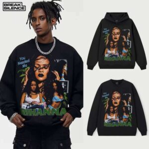 Rihanna Unisex Pullover Sweatshirt Solid Color 100% Cotton Hoodie Cross-Cultural Terry Fabric Crew Neck Loose Winter Men's