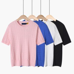 Womens Designer Knit T Shirt Short Sleeve Slim Fit Asian Size Fashion Top Elegant Knitwear Comfortable Daily Wear Small Horse Spring Style Tee
