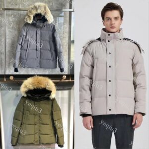 Mens Down Jacket Parka High End Outerwear with Natural Wolf Fur Hood Windproof Waterproof Thickened Coat White Duck Down Filled Warm Durable Plus Size
