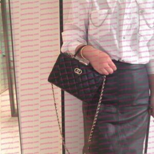 Women's Makeup Bag Designer Long Box Bag Leather Mesh Chain Bag Light Luxury Single Shoulder Crossbody Bag