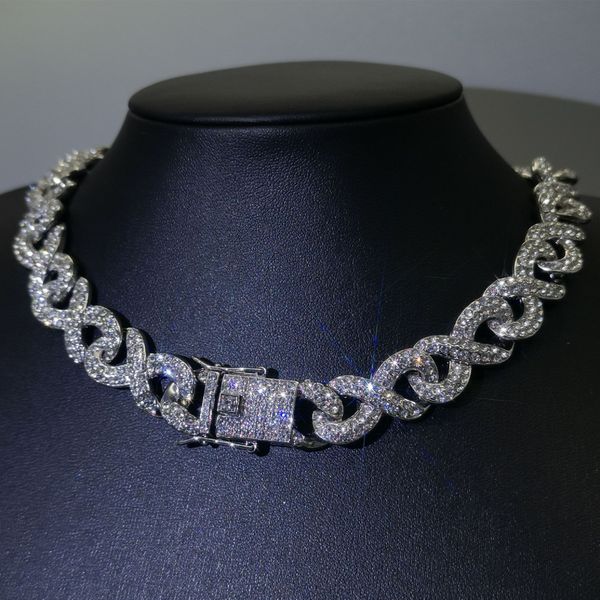 High Quality Men's Hip Hop 8-Figure Full Diamond Cuban Link Chain Necklace, Stylish Bling Alloy Jewelry for Streetwear and Party Looks