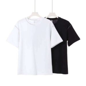 240g 100% Long-staple Cotton Short-sleeve Round-neck Embroidered Patchwork T-shirt Men's and women's short-sleeved sportswear, couple's sportswear