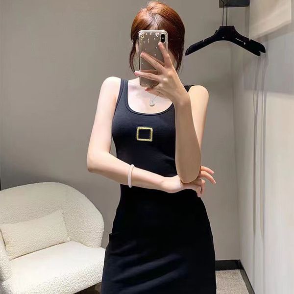 Woman Casual Dresses Long Sleeveless Dress Summer Girl Camisole Skirts Knee-Length Womens Designer Skirt Dress Slit Skirt Party Slim Bottoms Dress Asian S-L