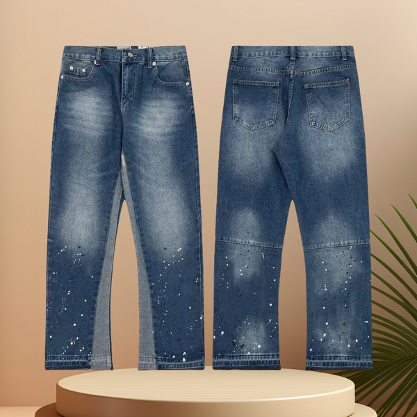 High-Quality Plus Size Men's Cotton Jogging Jeans - Waterproof Design & Flared Fit for Winter Comfort