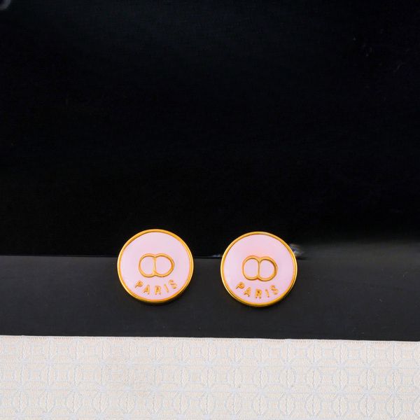 Never Fading Round Designer Ear Stud Earrings Pearl Real Gold Brass Copper Stamp Letter Earring Fashion Womens Elegance Wedding Party Jewelry Accessories F73