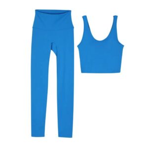 Yoga Set For Women 2 Piece High Waist Leggins With Bra Gym Clothes Workout Outfit Black Lightning blue yoga sets Sizes 2-12