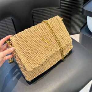 2025 Woman Straw Crossbody Bags Designer Bag Cross Body Shoulder Bag Gold Chain Small Flaps 10A