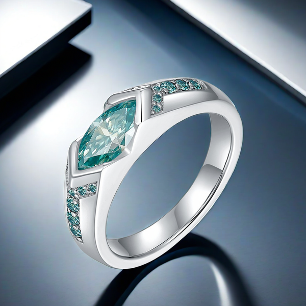 Horus 5*10mm marquise 1CT blue-green moissanite luxury, personalized fashionable best-selling horse eye ring, engagement, wedding anniversary, birthday gift ring