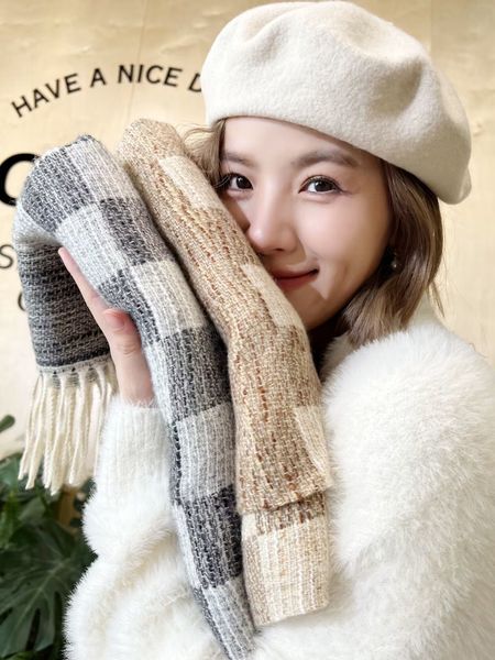 Korean-style classic fall and winter imitation cashmere scarf for women - versatile double-sided thick and warm, trendy shawl, versatile neck warmer