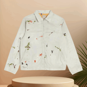 Fashion-Forward Men's Baseball Style Doodle Jacket – Trendy Long Sleeved Outerwear