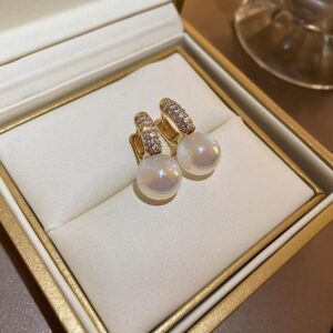 Classi Pearl Earrings Designer Gold Plated Square Cubic Zirconia Earrings for Women Crystal Diamond Drop Earrings Dangle Wedding Party Jewelry