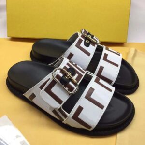 Designer slippers sandals luxury brand sandals women's fashion classic floral brocade slippers flats leather rubber flip-flops beach with new double buckles 001