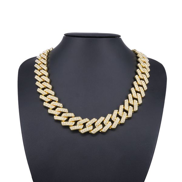 20mm European North American Style Iced Out Diamond Alloy Men's Cuban Link Necklace, Luxury Hip Hop Bling Chain, Cool Streetwear Jewelry