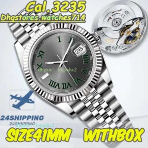 Mens Designer Super Quality Top Date just 126344 Clean Factory Cal.3235 Movement Mechanical Watch Classic green Roman numerals 904L Sapphire With Box