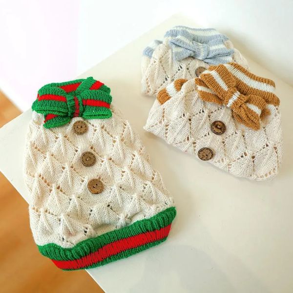 Dog Apparel Pet Christmas Clothes Winter Warm For Small Cats Dogs Elegant Sweater With Bow Knot Kitten Kitty Clothing c41