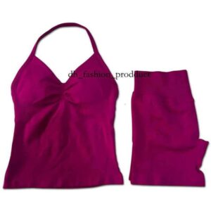 dfyn shorts womens 2pcs Impact Gym Set Womens Backless Tank Top High Waist Threaded Seamless Shorts Gym Set W250410 82e