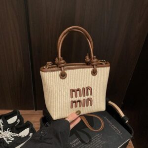 Designer bag New Arrival Women's Woven Straw Bucket Bag – Fashionable Rattan Handbag for Beach Vacation Shoulder Bag