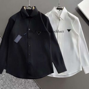 praded Designer men's shirt classic prafa men's long sleeved padel T-shirt men's polo shirt men's business casual shirt luxurious fabric simple style 519